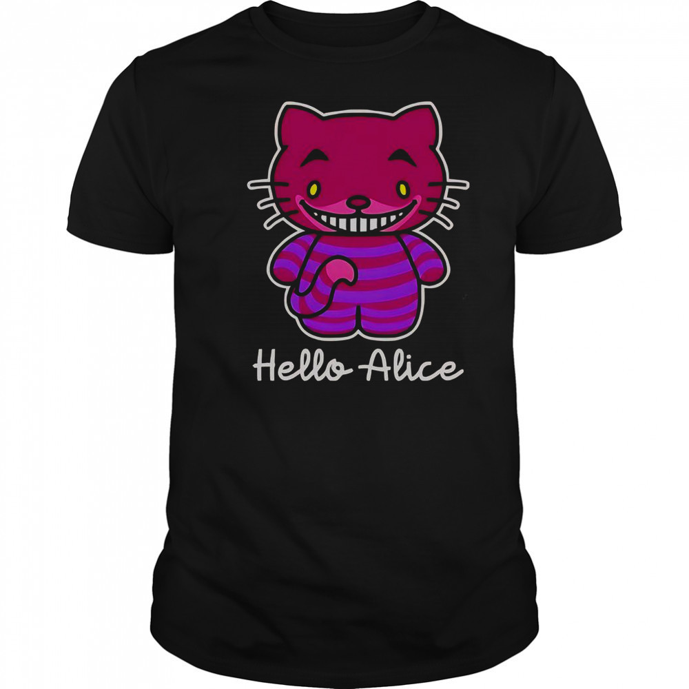 Hello Alice Cheshire Cat Hello Kitty Alice In The Wonderland T-Shirt