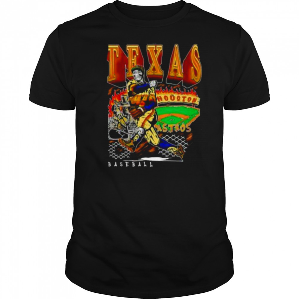 Houston Texas Baseball player skeleton art shirt