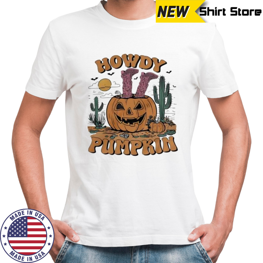Howdy Halloween Pumpkin Graphic Cowgirl shirt