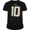 Justin Herbert 10 Los Angeles Chargers name and number 2 sided shirt