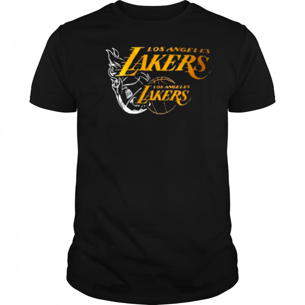 LA Lakers NBA Flame Graphic Black Shirt