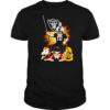 Las Vegas Raiders mascot standing with flag shirt