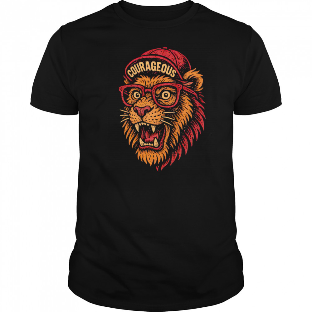 Lion Big Head Hat Courageous shirt