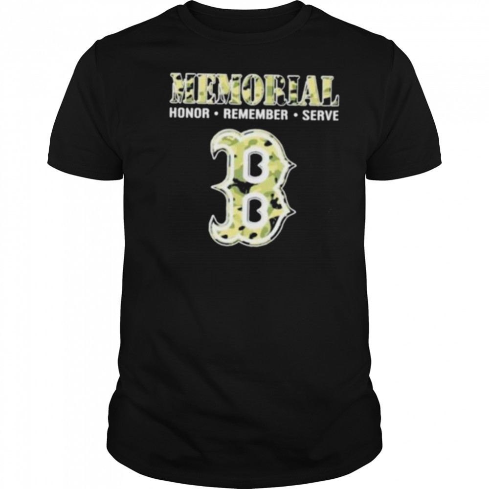 Memorial Honor Remember Serve Camo Boston Red Sox Logo Baseball T shirt