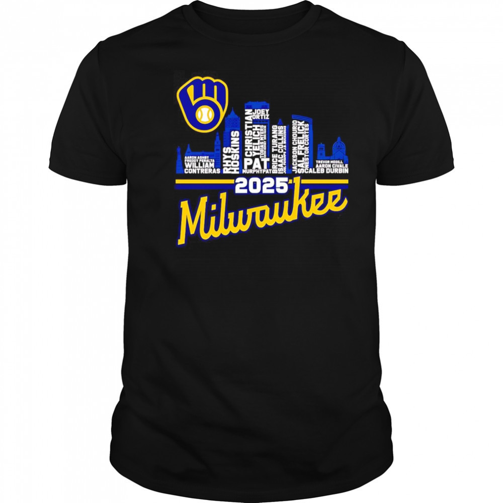 Milwaukee Brewers 2025 skyline name shirt