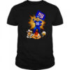 New York Giants mascot standing with flag shirt