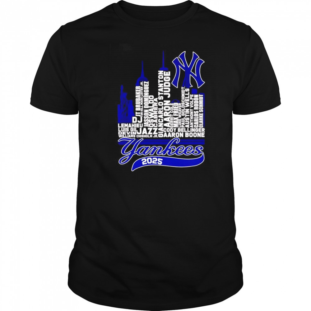 New York Yankees 2025 skyline name shirt