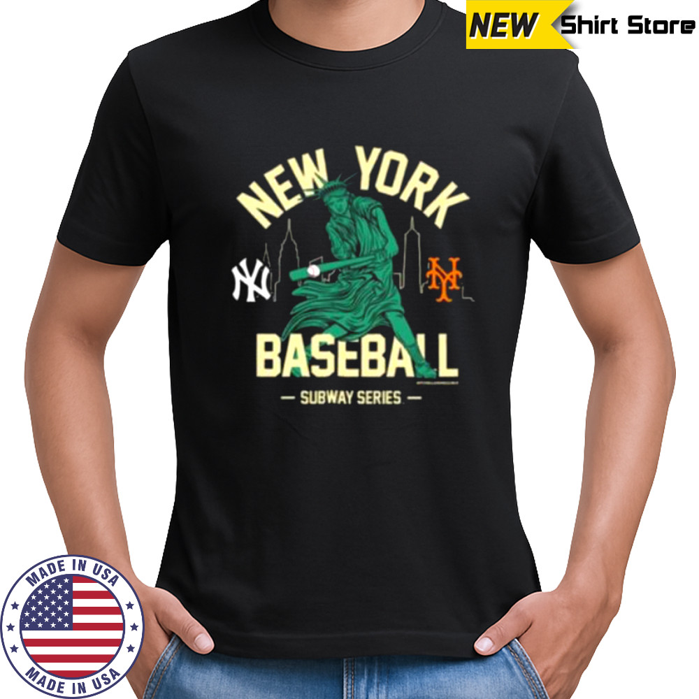 New York Yankees vs. New York Mets Mitchell & Ness Women’s Subway Series Swinging Liberty T Shirt