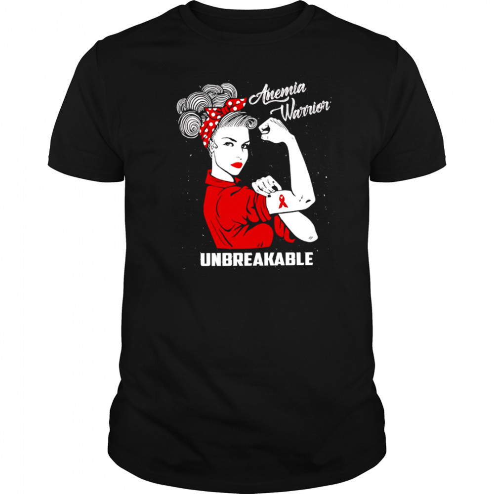 Nice Anemia Warrior Unbreakable Women Red Ribbon Awareness Month shirt
