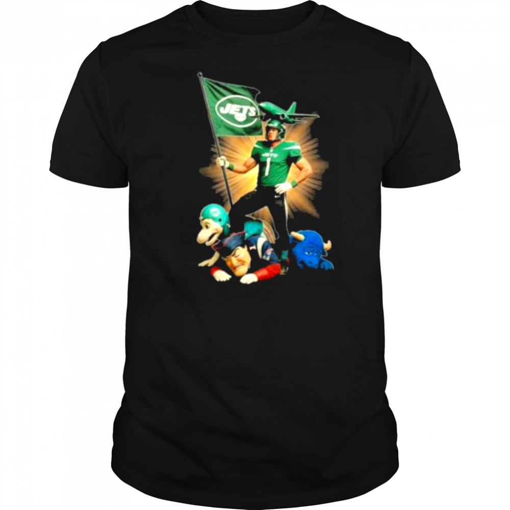 Official New York Jets Mascot Plant The Flag On NFL Teams Shirt