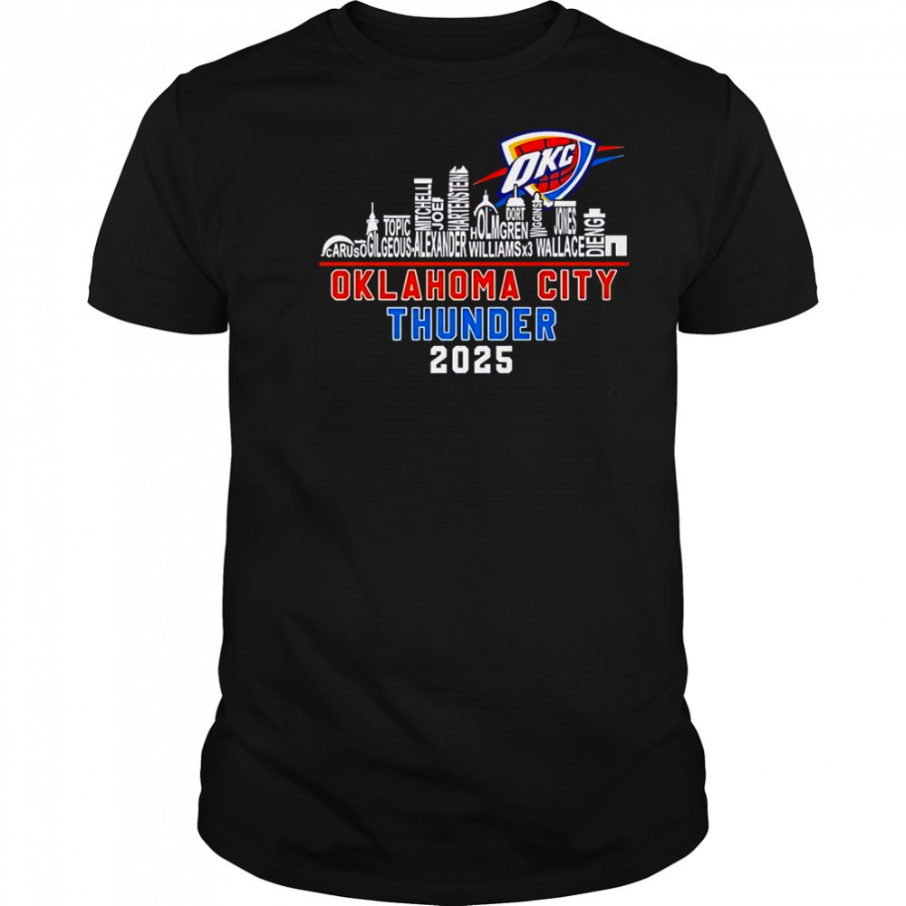 Oklahoma City Thunder Skyline Name 2025 Western Conference Champions T-Shirt