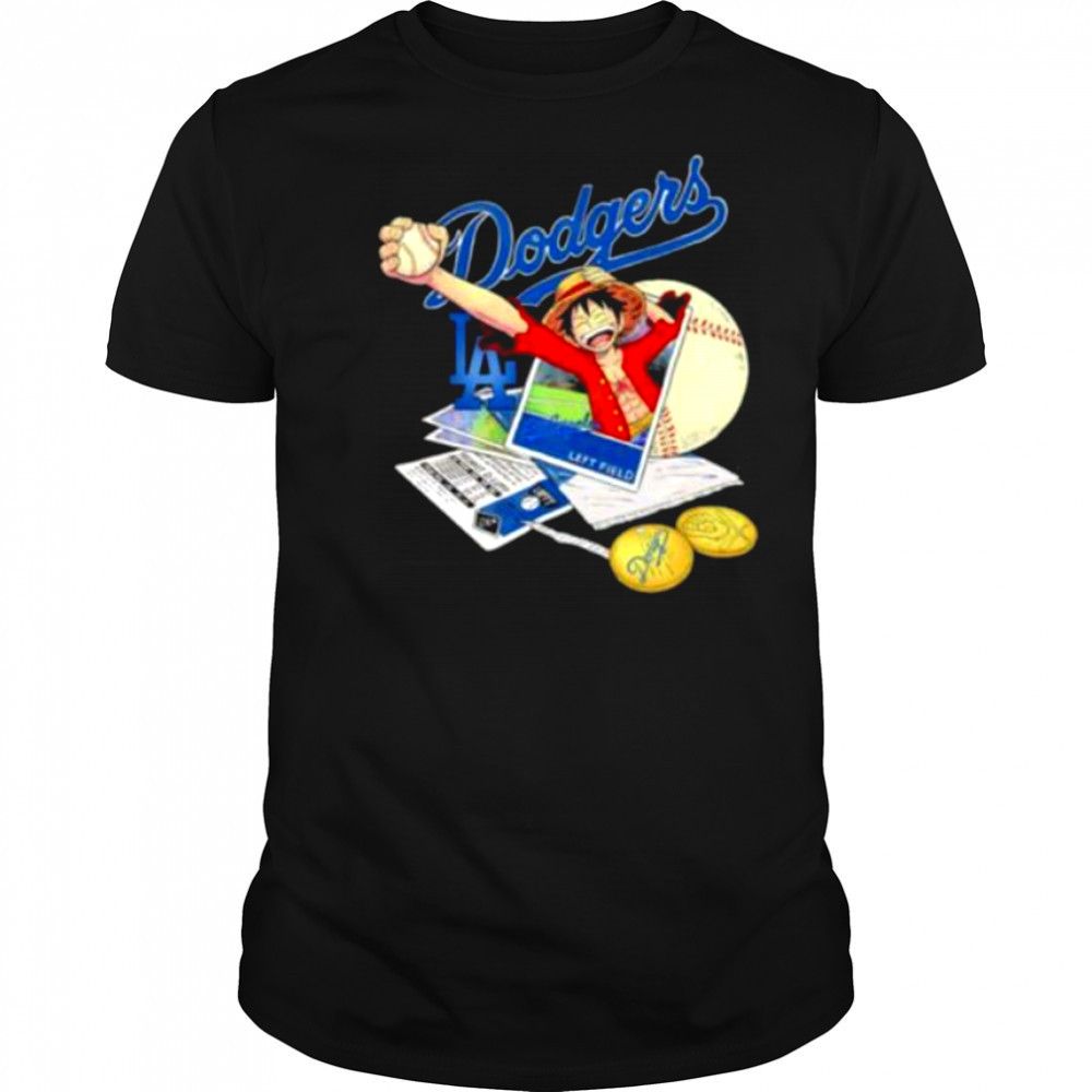 One Piece Monkey D. Luffy X Los Angeles Dodgers left field shirt