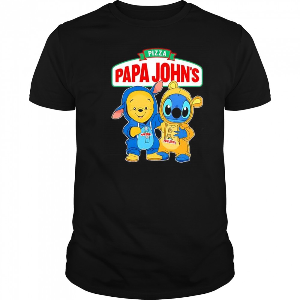 Papa john’s pooh and stitch friends shirt