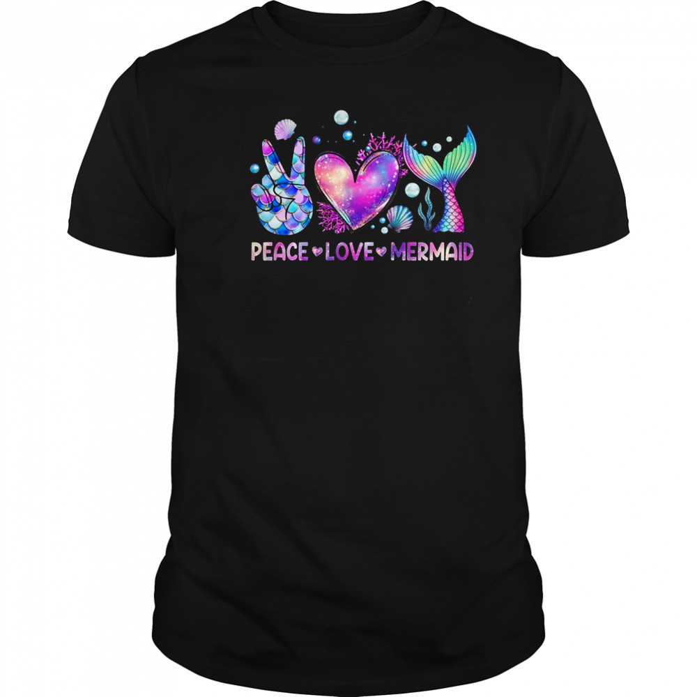 Peace Love Mermaid Summer Love Mermaid Beach Vacation Girls shirt