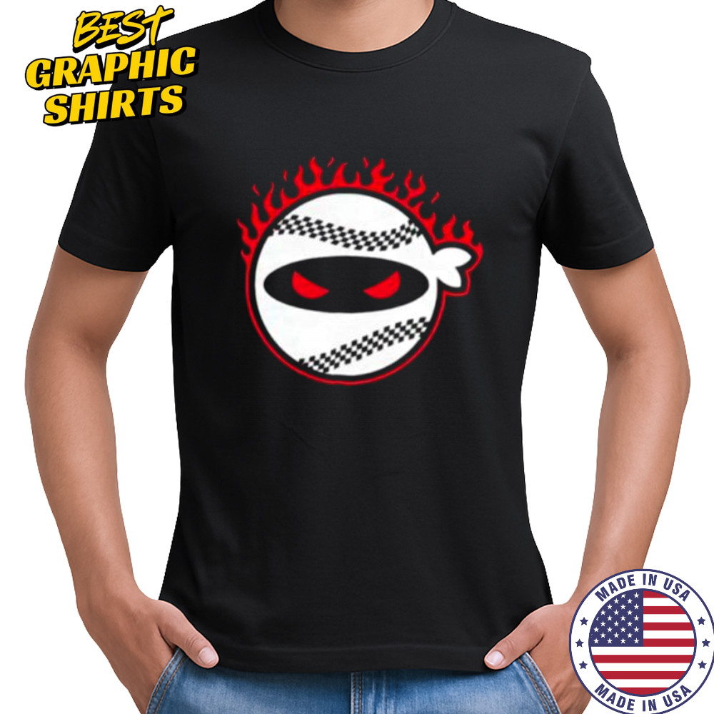 Pitching Ninja fire baseball shirt
