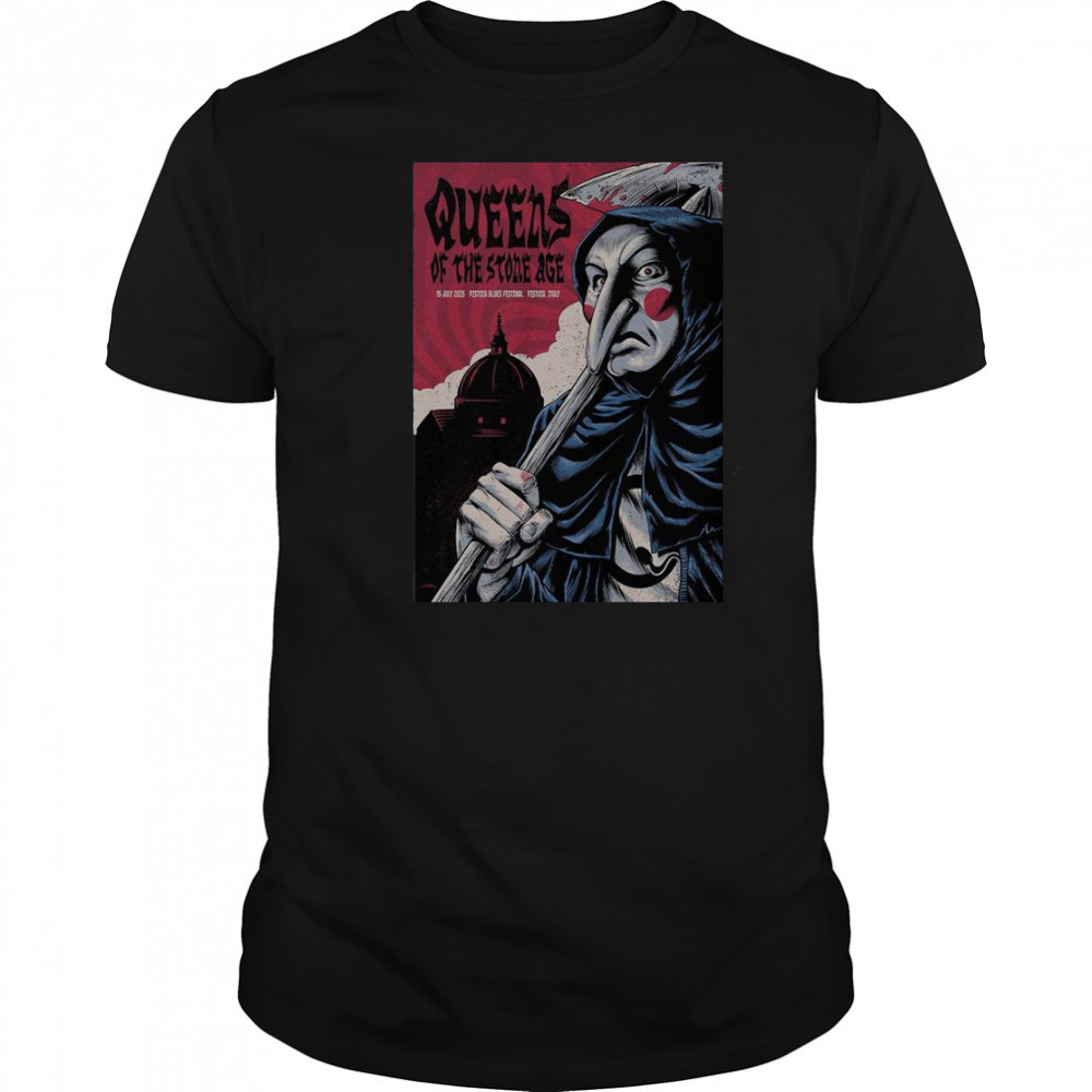 Queens Of The Stone Age Jul 15 2025 Piazza Duomo In Pistoia Italy Tour T-Shirt
