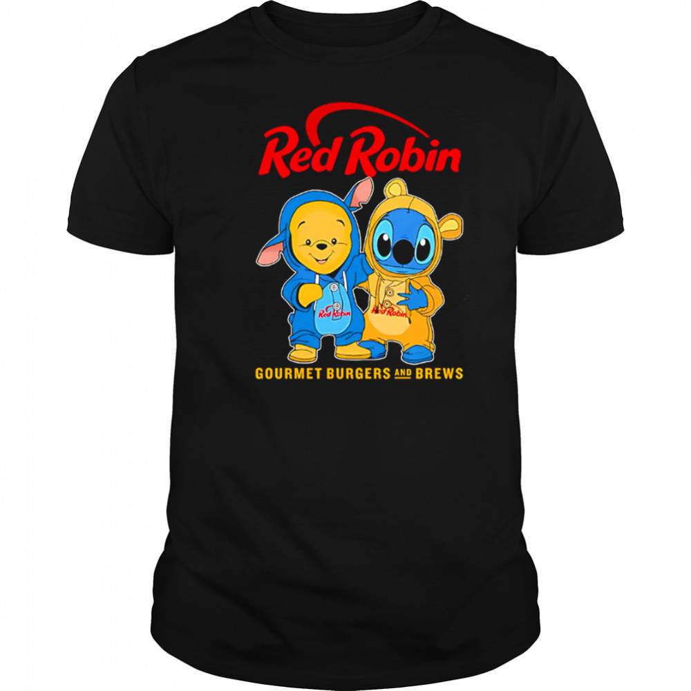 Red robin pooh and stitch friends shirt