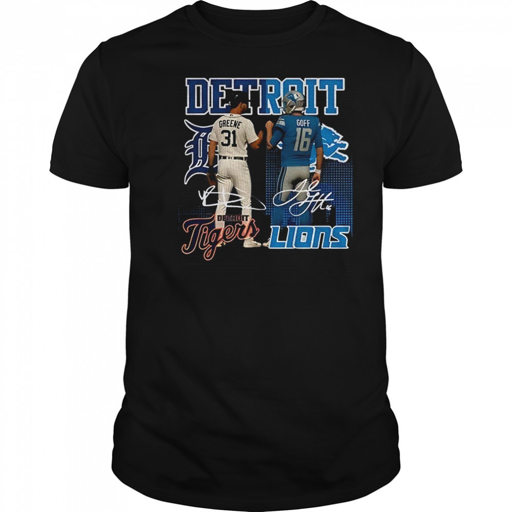 Riley Greene Detroit Tigers x Jared Goff Detroit Lions signature sports shirt