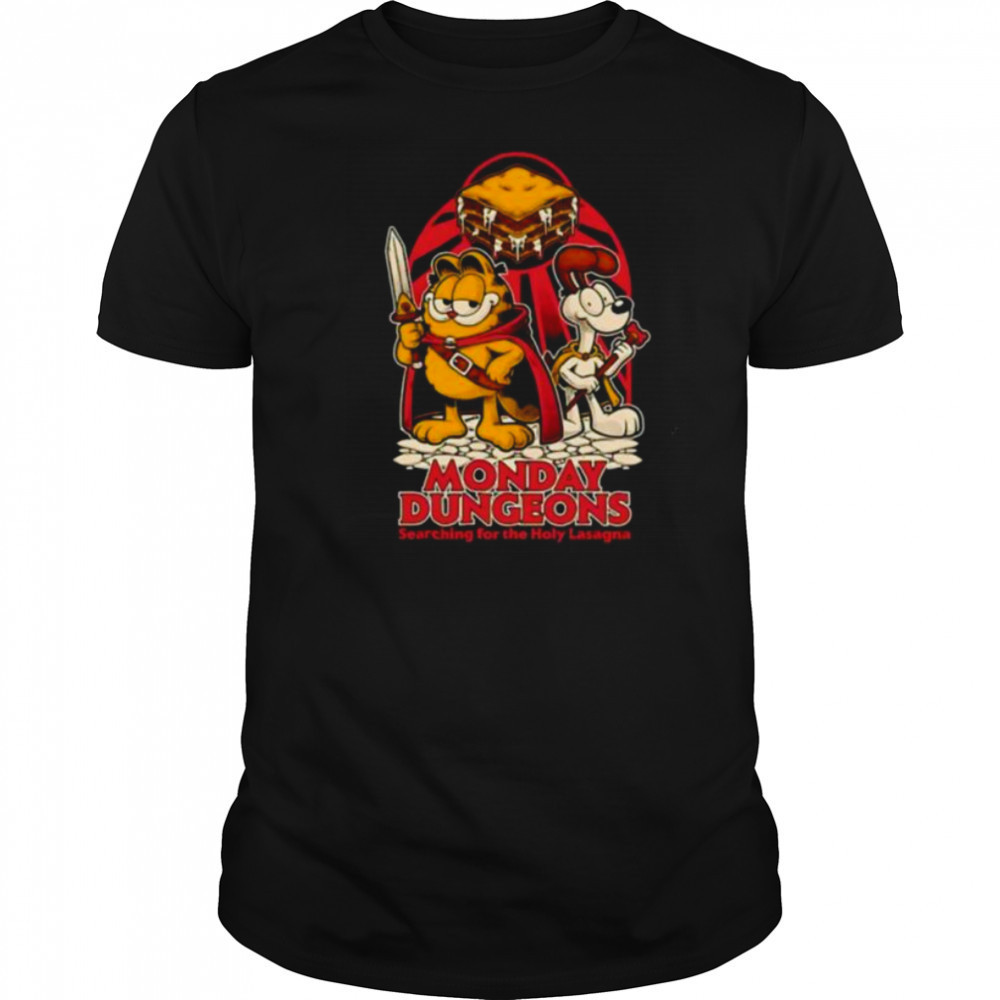 RPG Cat Monday Dungeons searching for the Holy Lasagna shirt