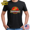 Saugusaurus Orange Dinosaur X Jurassic Park logo shirt
