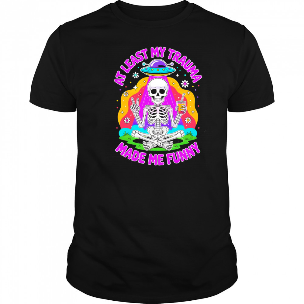 skeleton ufo sarcastic mental health halloween shirt