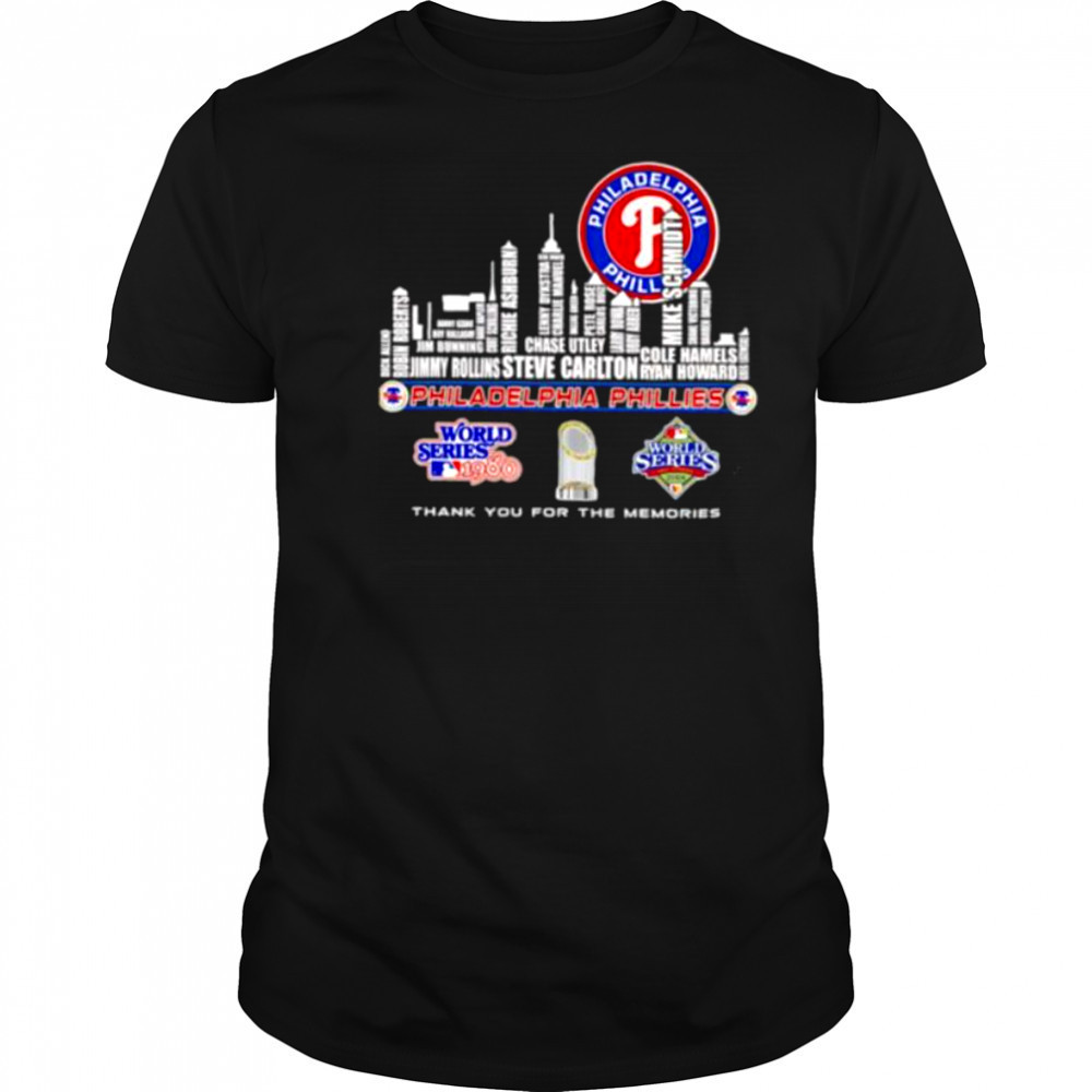 Skyline name Philadelphia Phillies World Series thank you for the memories shirt