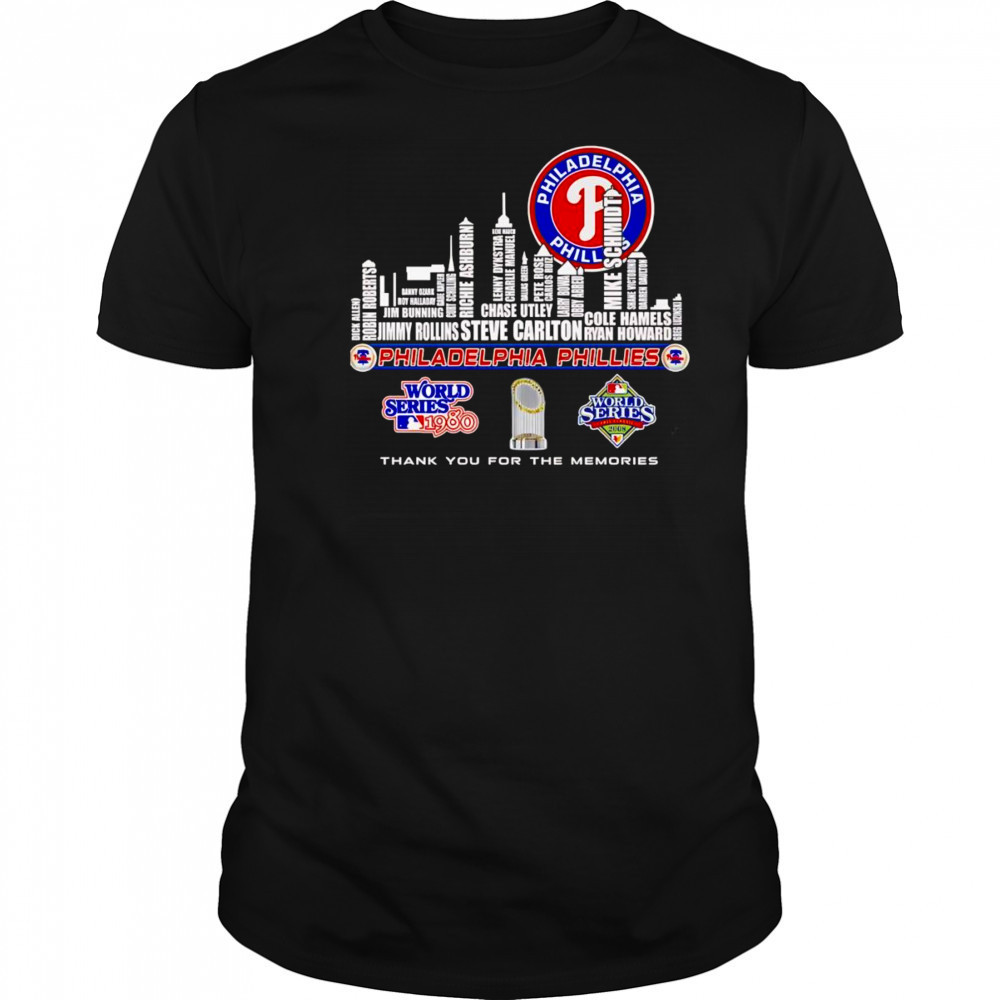 Skyline name Philadelphia Phillies World Series thank you for the memories shirt