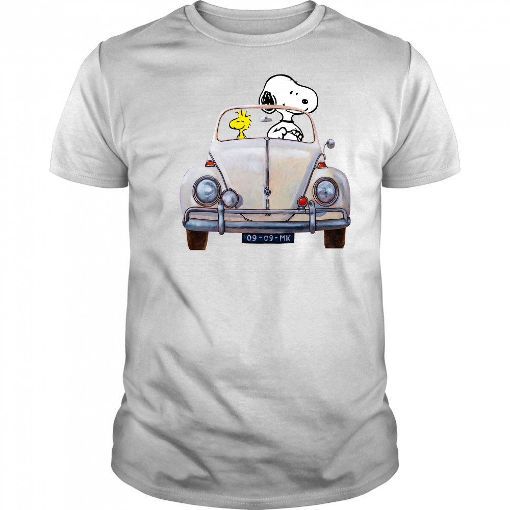 Snoopy And Woodstock Driving Volkswagen Beetle shirt