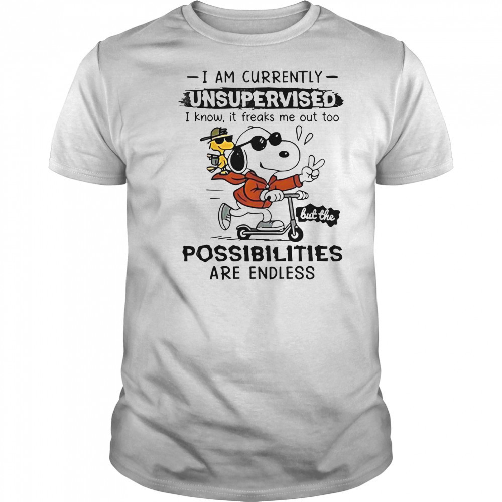 Snoopy Woodstock I Am Currently Unsupervised I Know It Freaks Me Out Too T-Shirt