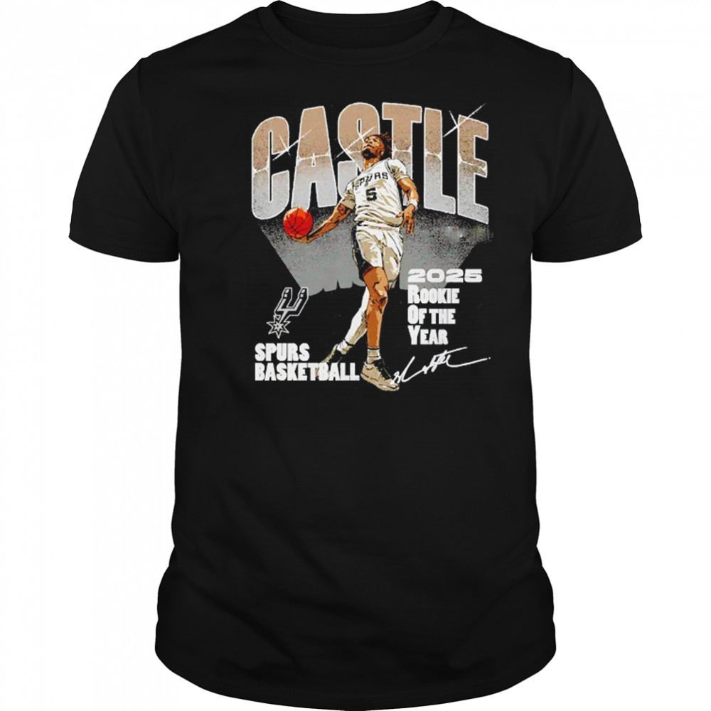 Stephon Castle San Antonio Spurs 2025 rookie of the year signature shirt