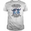 Stitch I see what the problem is here I’m talking in English shirt
