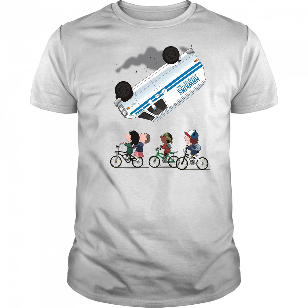 Stranger Things Eleven flip over the Van Hawkins power and light shirt
