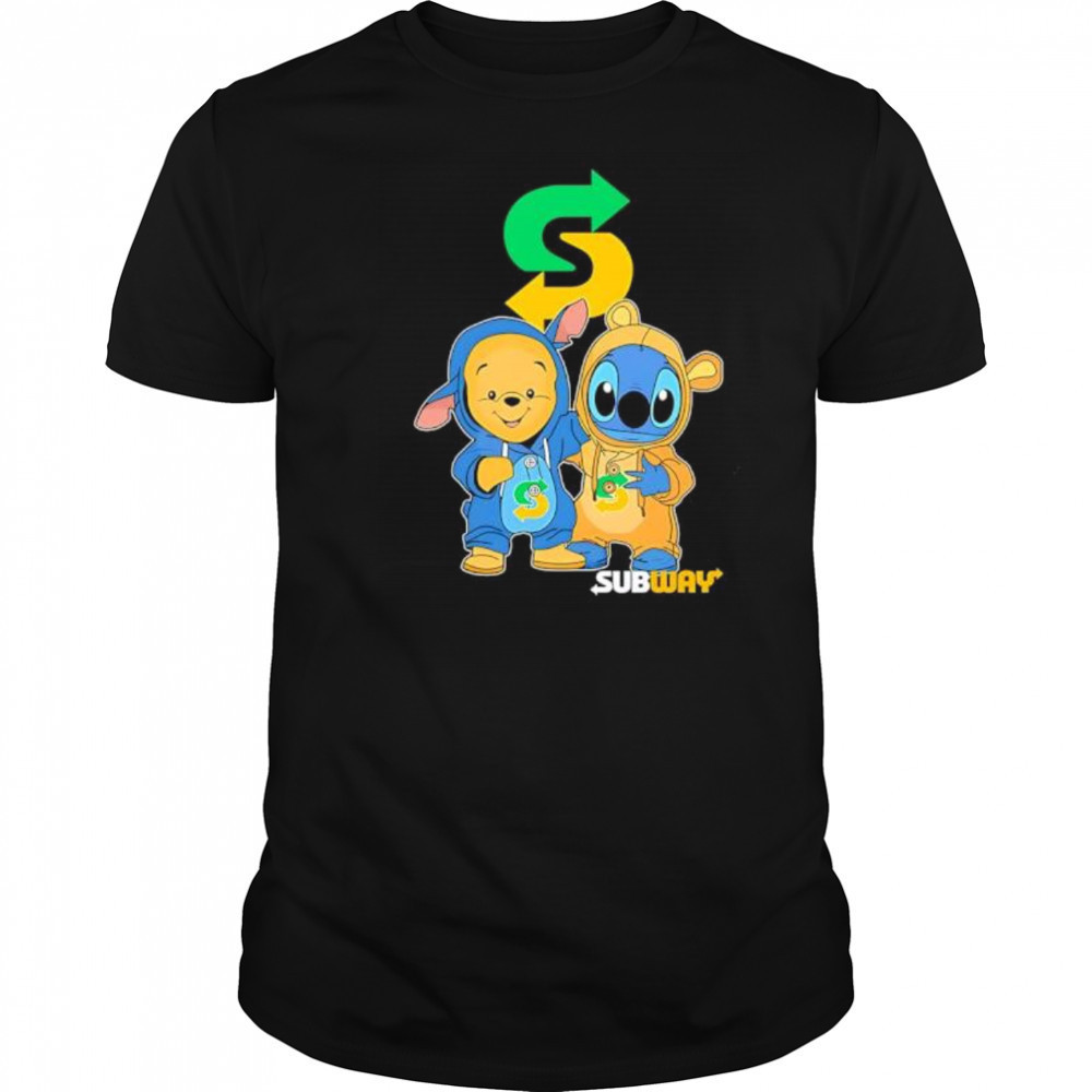 Subway pooh and stitch friends shirt