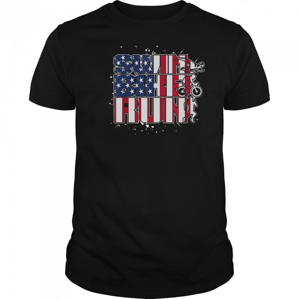 Swim Bike Run America Flag T-Shirt
