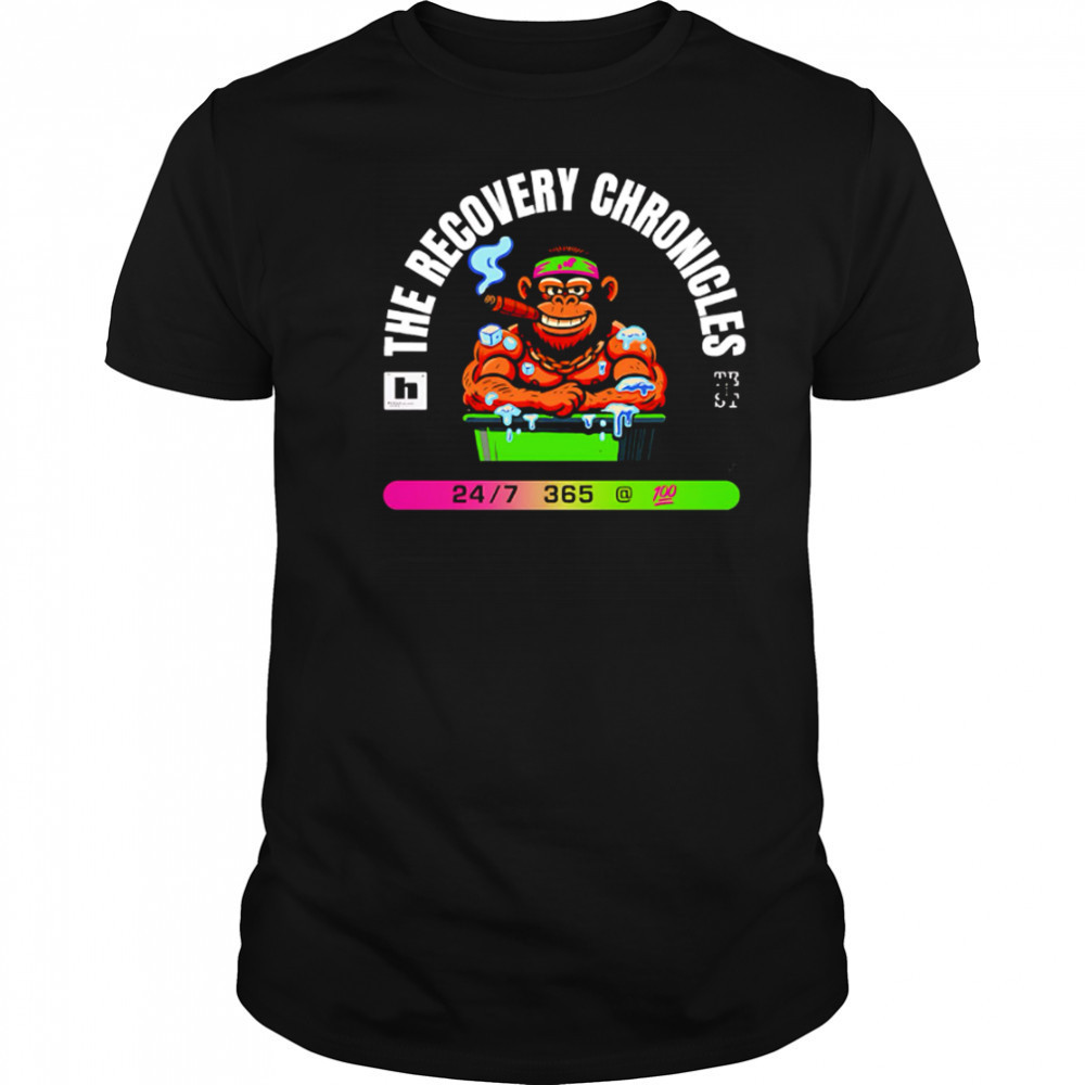 The Recovery Chronicles cartoon monkey smoking cigar shirt
