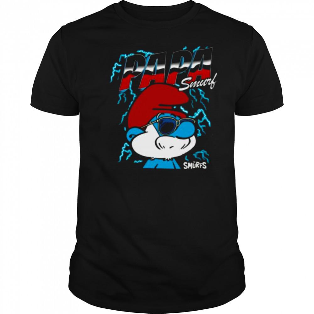 The Smurfs Chrome and Lightning Papa Smurf Retro Cartoon Shirt