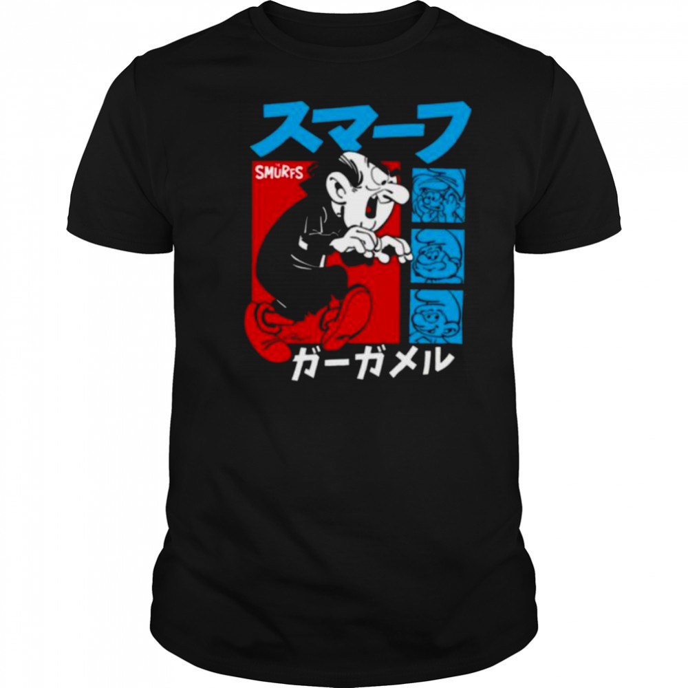The Smurfs Gargamel Kanji Collage Vintage Cartoon Shirt