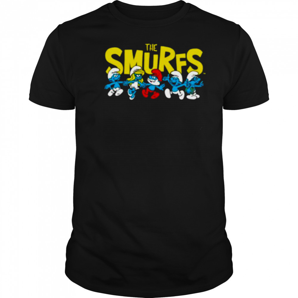 The Smurfs Logo with Smurfs Cast Retro Cartoon Shirt