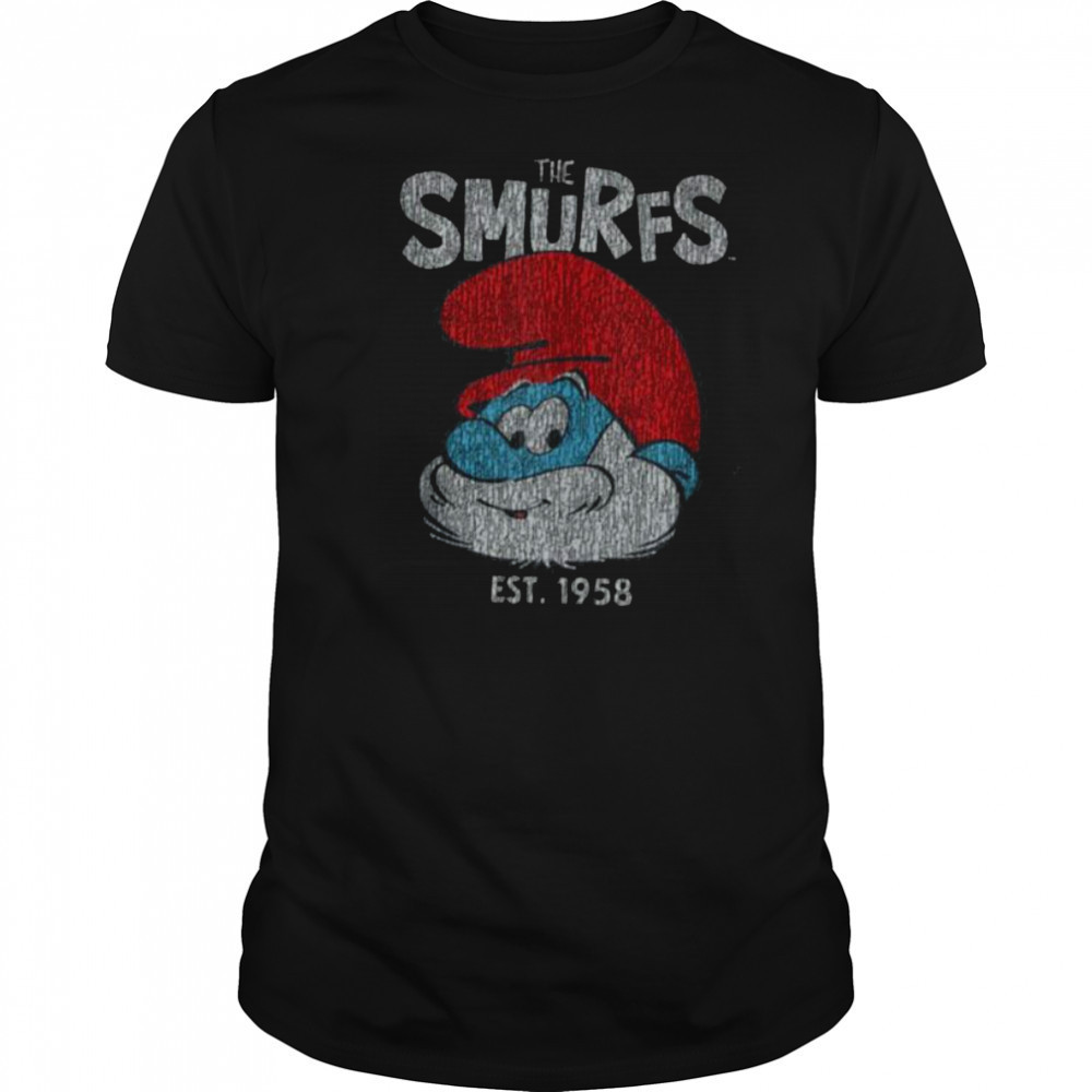 The Smurfs Vintage Papa Smurf Est. 1958 Retro Cartoon Shirt
