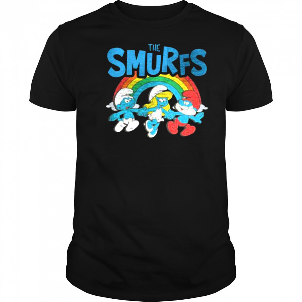 The Smurfs Vintage Rainbow With Characters Cartoon Shirt
