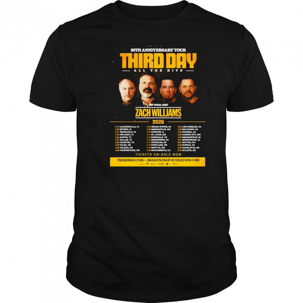 Third Day Zach Williams All The Hits 30th Anniversary Tour 2026 Poster Shirt