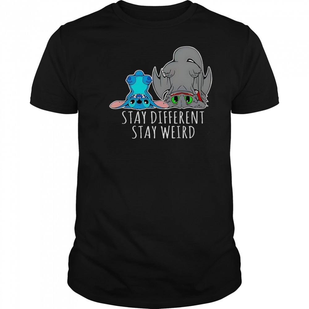Toothless And Stitch Stay Different Funny Cartoon T-Shirt