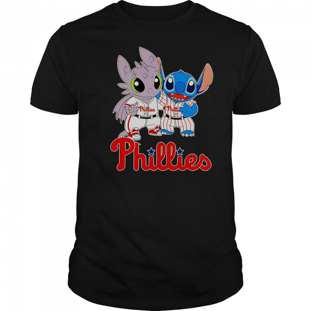 Toothless Night Fury And Stitch Philadelphia Phillies T-Shirt
