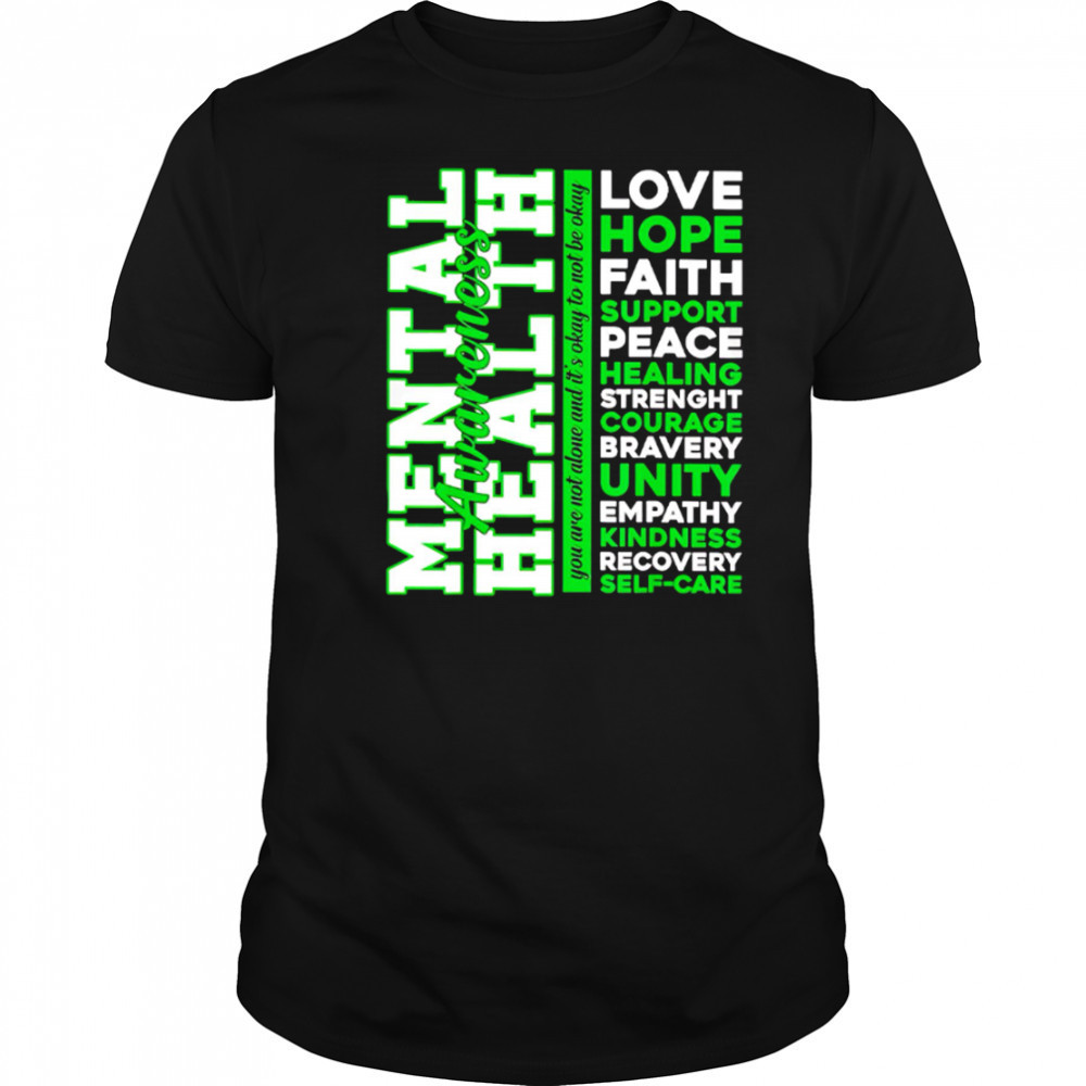 Top Positive Green Words Mental Health Awareness Classic shirt