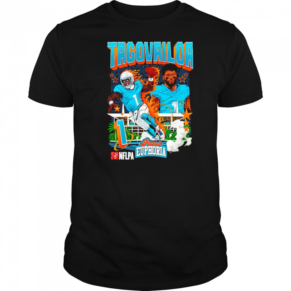 Tua Tagovailoa #1 Miami Dolphins Football flames comic shirt