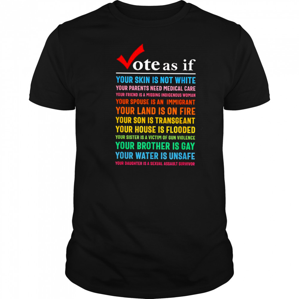 Vote as if your skin is not white your parents need medical care shirt