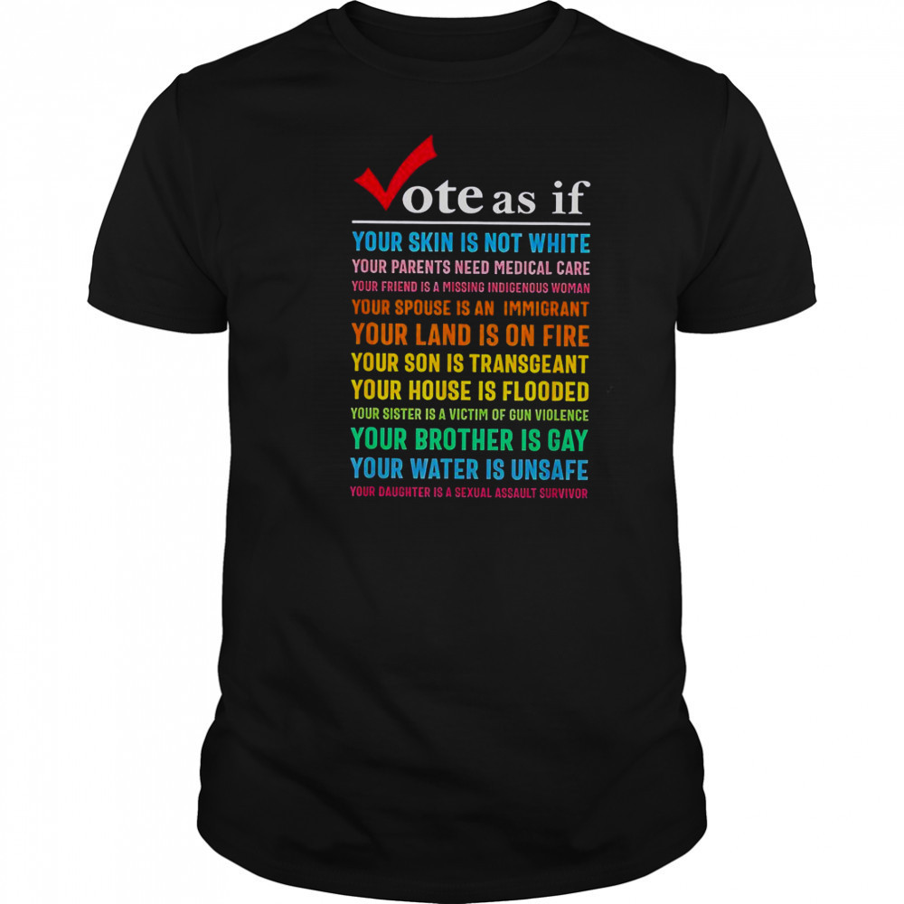 Vote As If Your Skin Is Not White Your Parents Need Medical Care T-Shirt