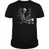 Womens Dark The Reader Skeleton Reading Book Bookworm Bookish V Neck Shirt