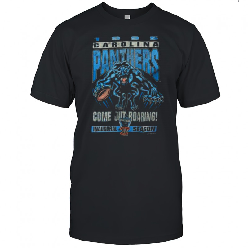 1995 Carolina Panthers Vintage Faded Black Inaugural Season Come Out Roaring Starter NFL Shirt