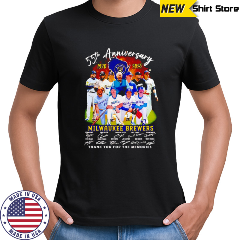 55th anniversary 1970 2025 Milwaukee Brewers thank you for the memories shirt